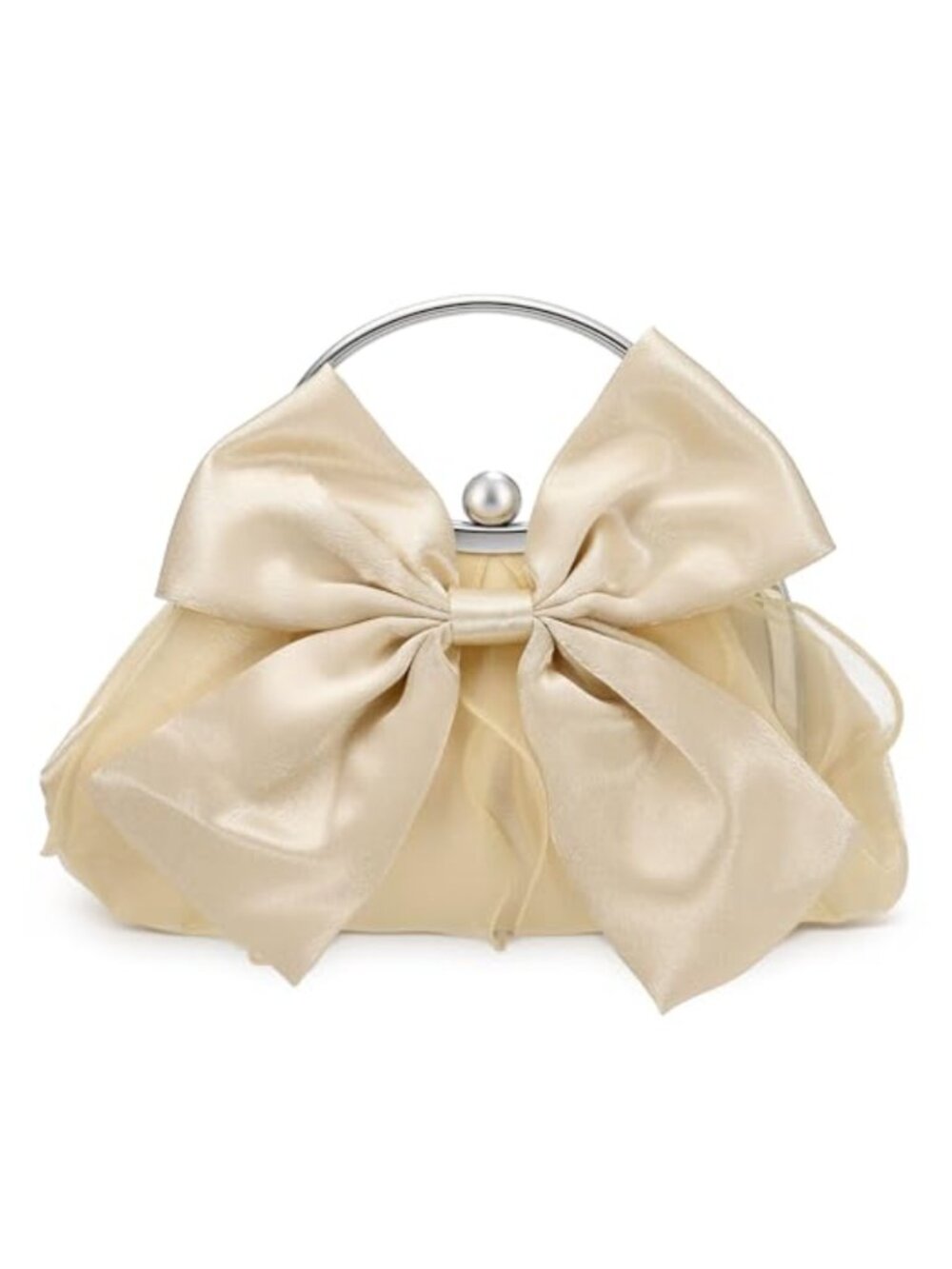 Satin Silk Evening Clutch Purse W/Ring Handle Formal Bride Wedding Bag